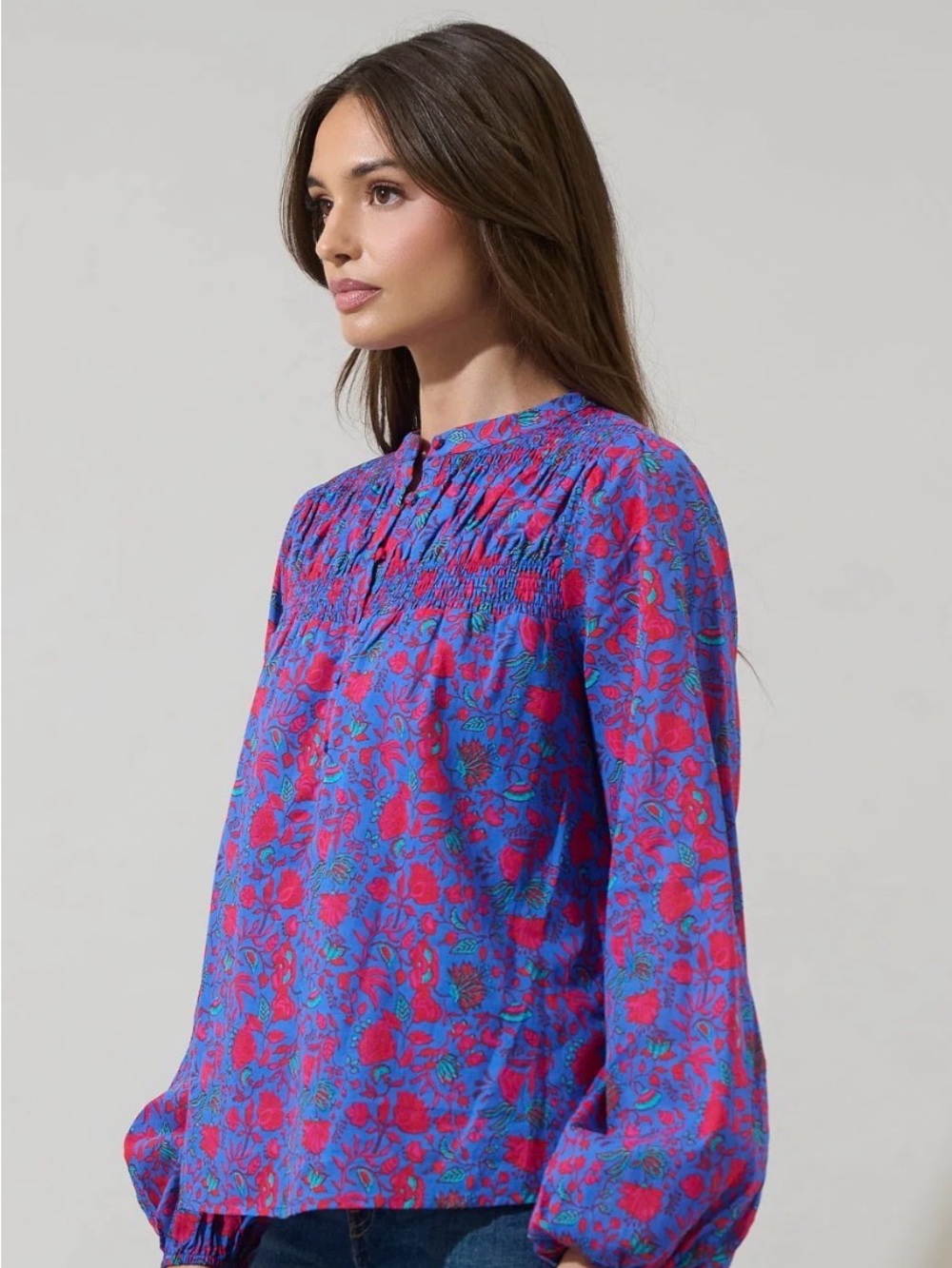 Sugarlips Tanya Floral Katara Smocked Top Size Small - Picture 1 of 6
